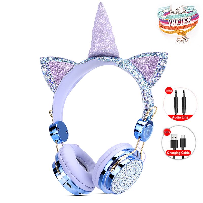 Auriculares inalámbricos Nokksackk con micrófono integrado y diseño de unicornio - Audio estéreo Bluetooth 5.0 para niños y jugadores