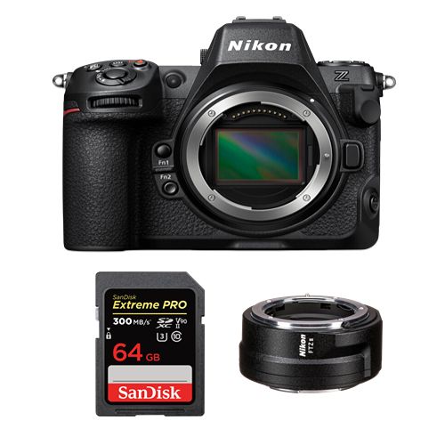 Nikon Z8 Camera Body + FTZ II Adapter + SanDisk 64GB Extreme PRO SDXC UHS-II Card