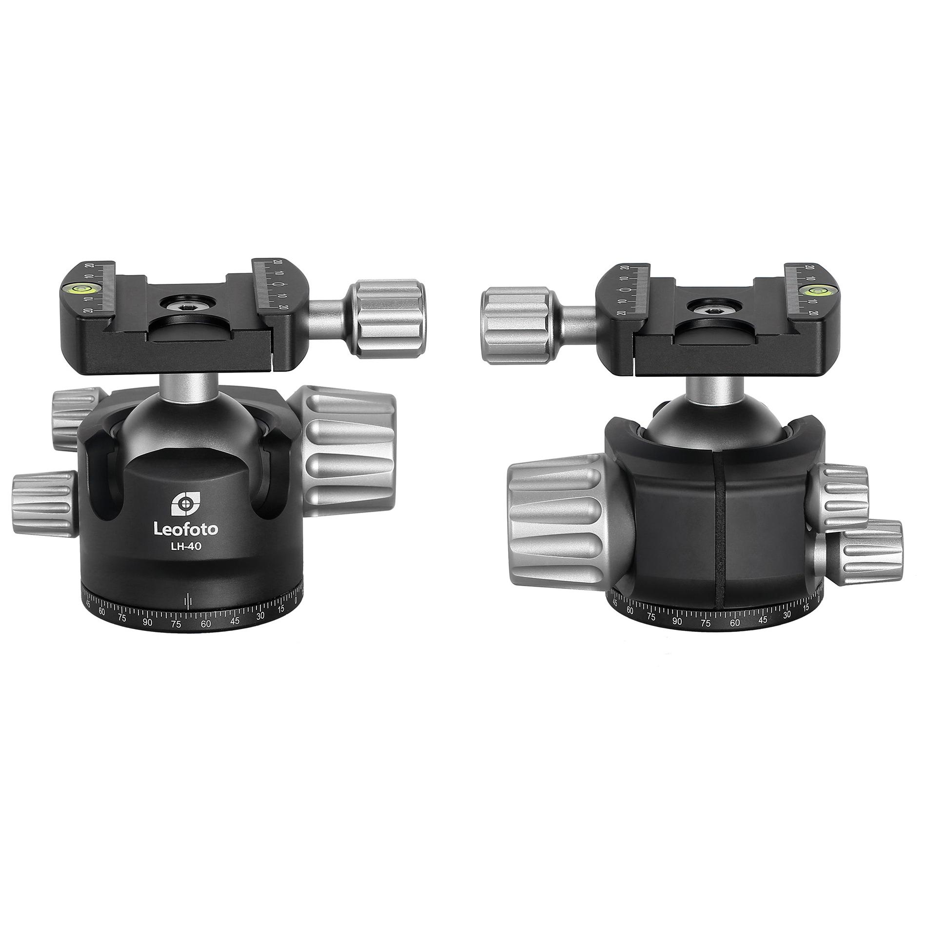 Leofoto LH-40+QP-70 Tripod Head, Black/Silver, 3/8' Ball