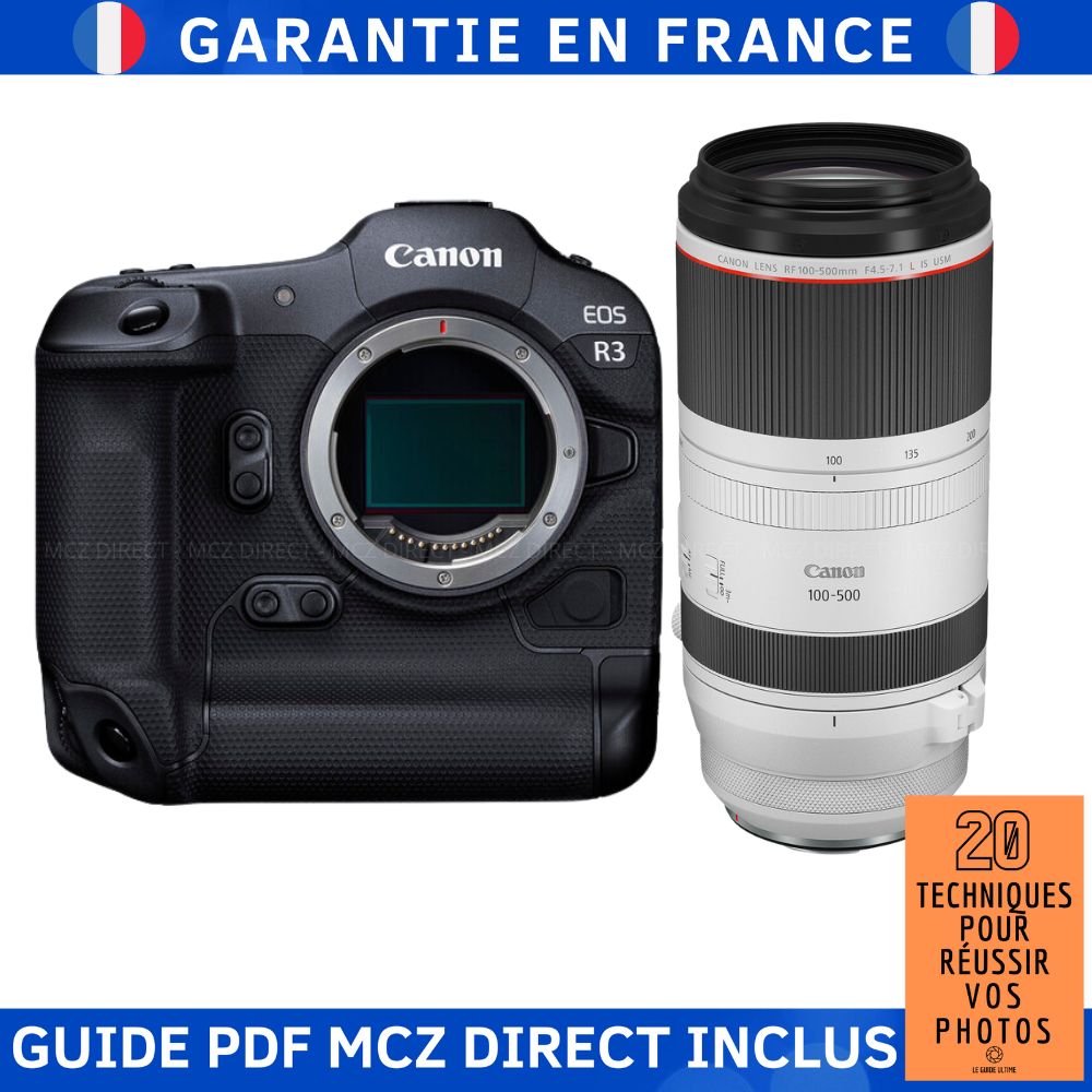 Canon EOS R3 + RF 100-500mm f/4.5-7.1 L IS USM + Guide PDF MCZ DIRECT '20 Techniques for Succeeding in Your Photos