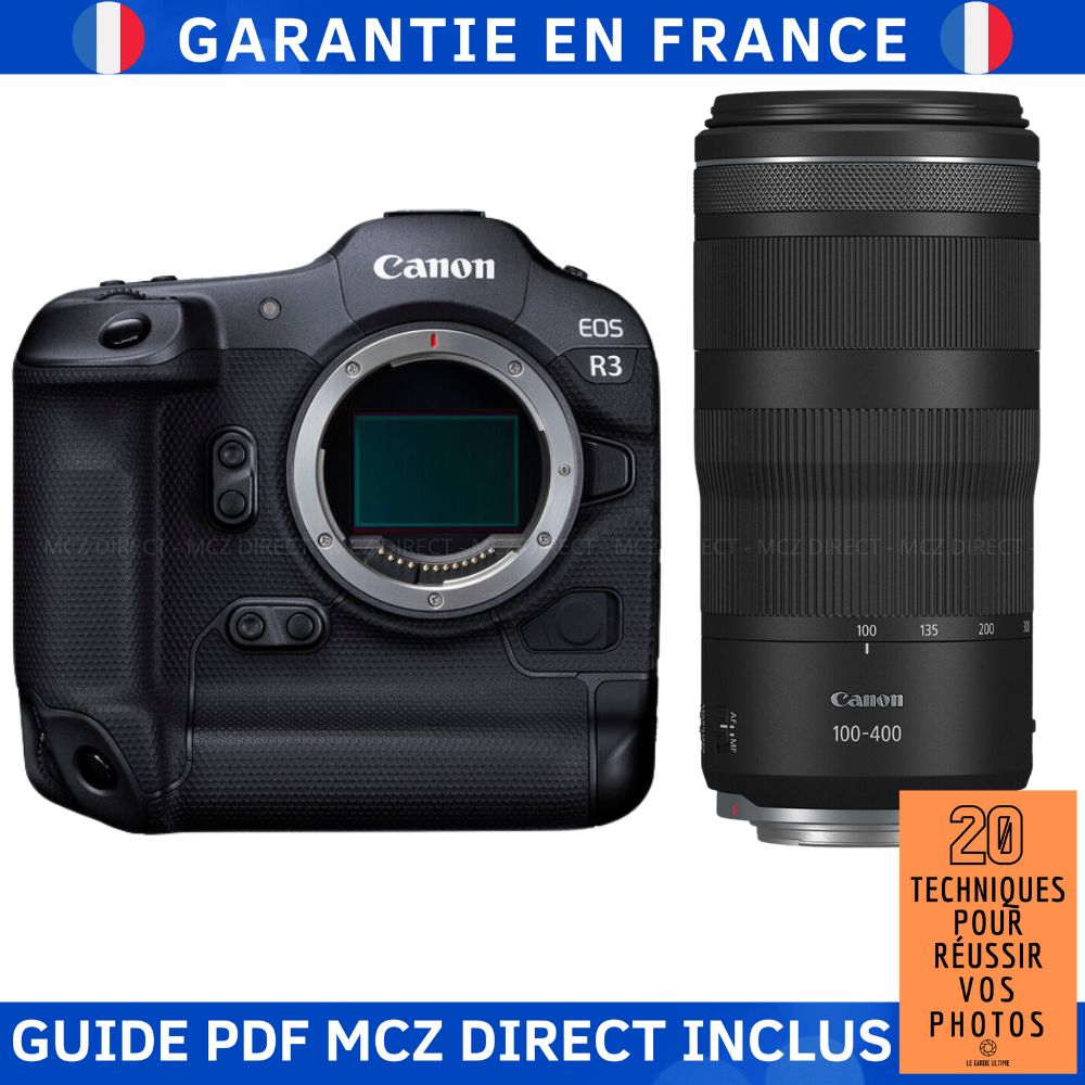 Canon EOS R3 + RF 100-400mm f/5.6-8 IS USM + Guide PDF MCZ DIRECT '20 Techniques pour Réussir Vos Photos