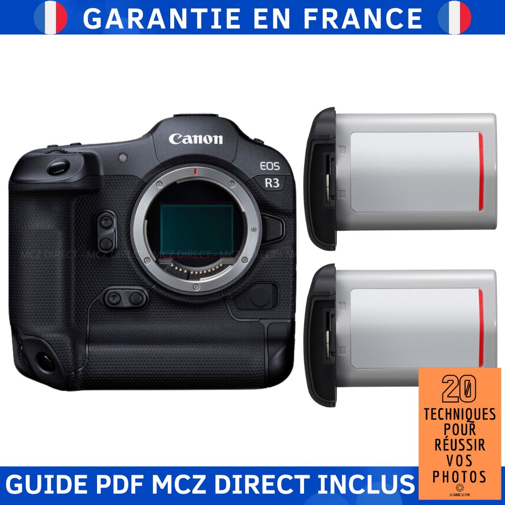 Kit Canon EOS R3 avec 2 batteries LP-E19 et guide PDF : 20 techniques pour réussir vos photos