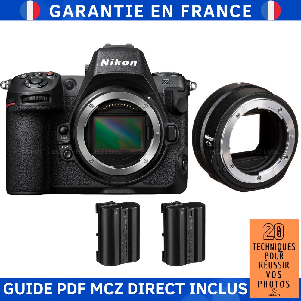 Nikon Z8 Boîtier + Adaptateur FTZ II + 2 Batteries EN-EL15c + Guide PDF MCZ '20 Techniques pour Réussir Vos Photos