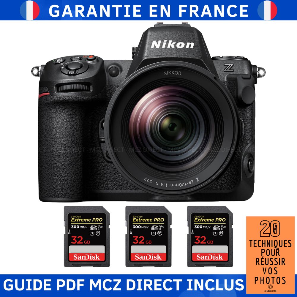 Nikon Z8 Full-Frame Camera + Z 24-120mm F4 S Lens + 3 SanDisk 32GB Extreme PRO UHS-II SDXC Cards