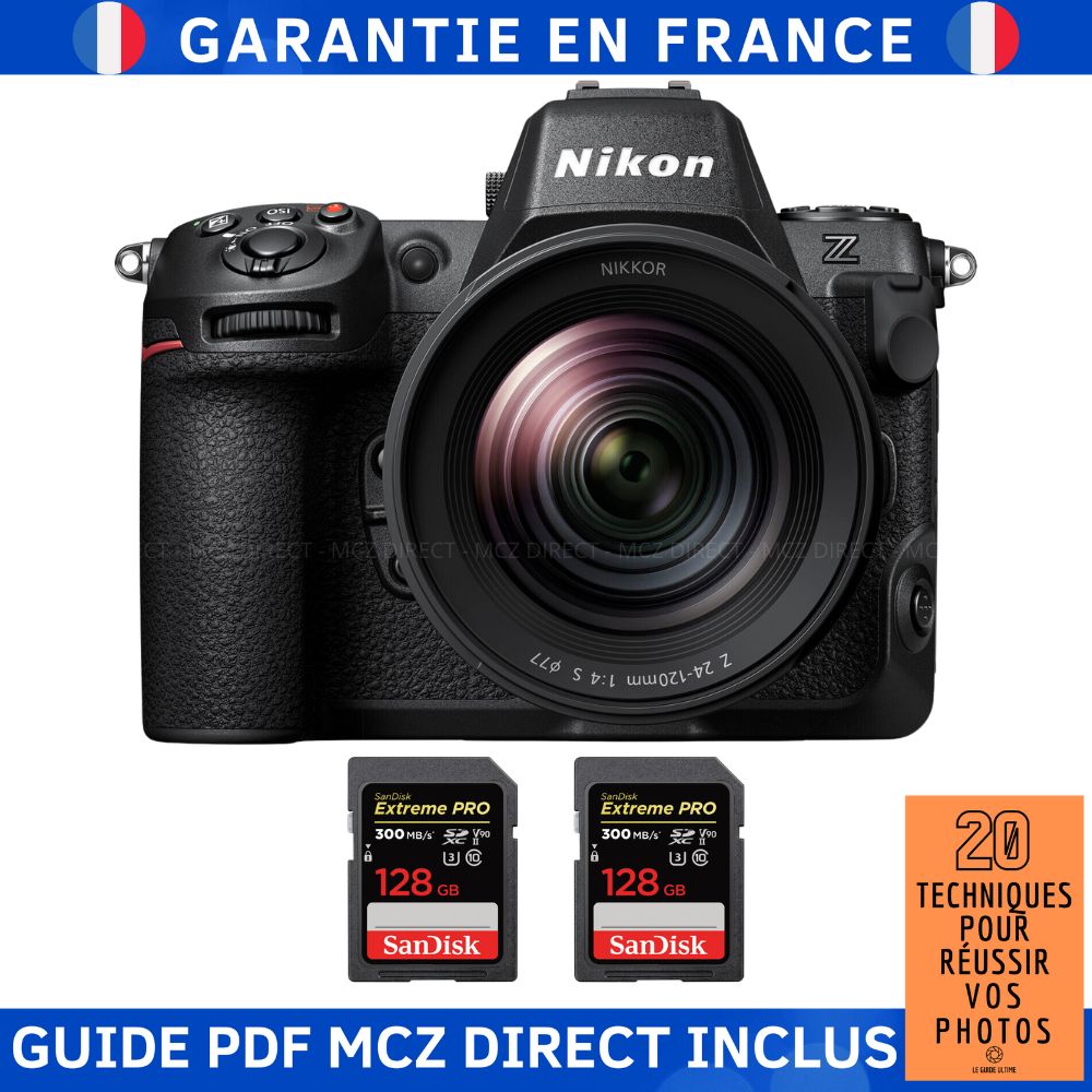 Nikon Z8 Camera Kit with Z 24-120mm Lens, 2x 128GB SanDisk Extreme PRO SDXC Cards