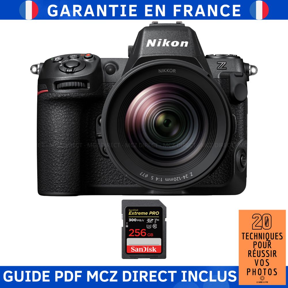 Nikon Z8 Camera Kit with Z 24-120mm Lens + 256GB SD Card + Guide PDF: 20 Techniques for Success