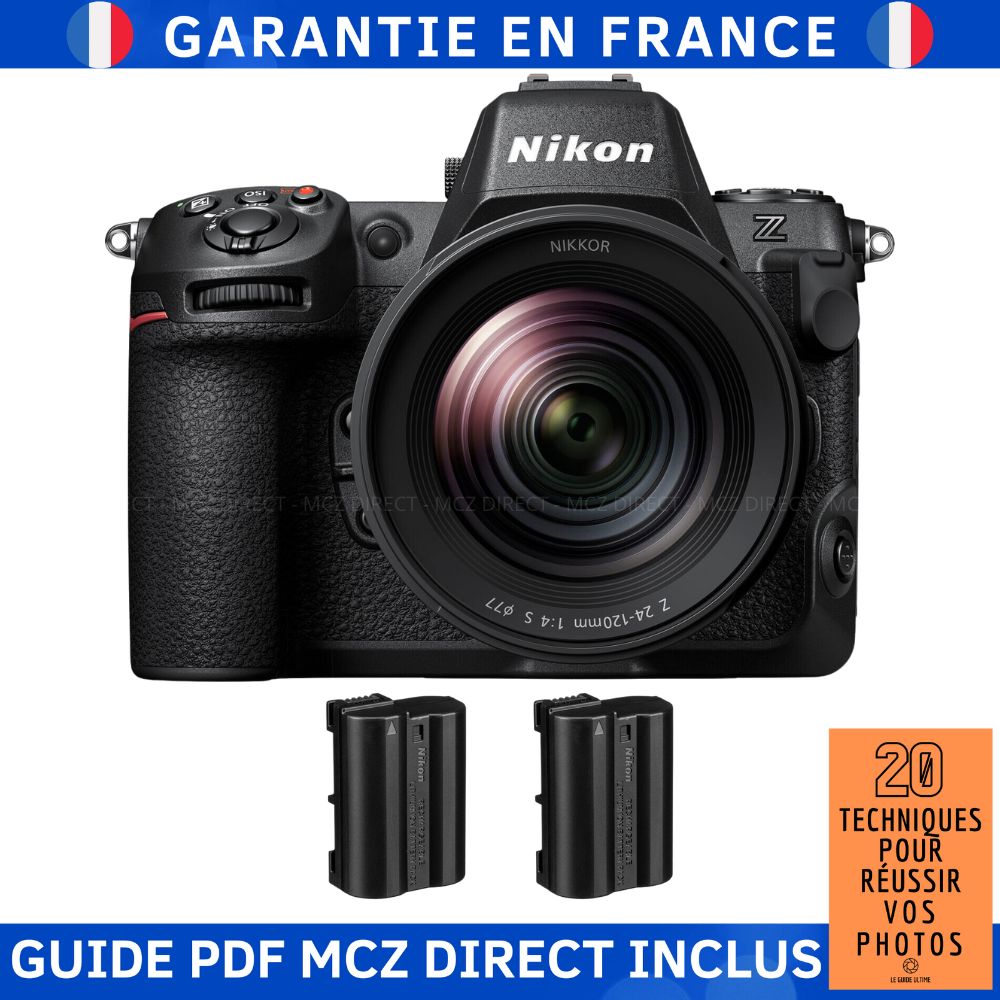Nikon Z8 + Objectif Z 24-120mm f/4 S + 2 Batteries EN-EL15c + Guide PDF MCZ DIRECT : 20 Techniques pour Réussir Vos Photos