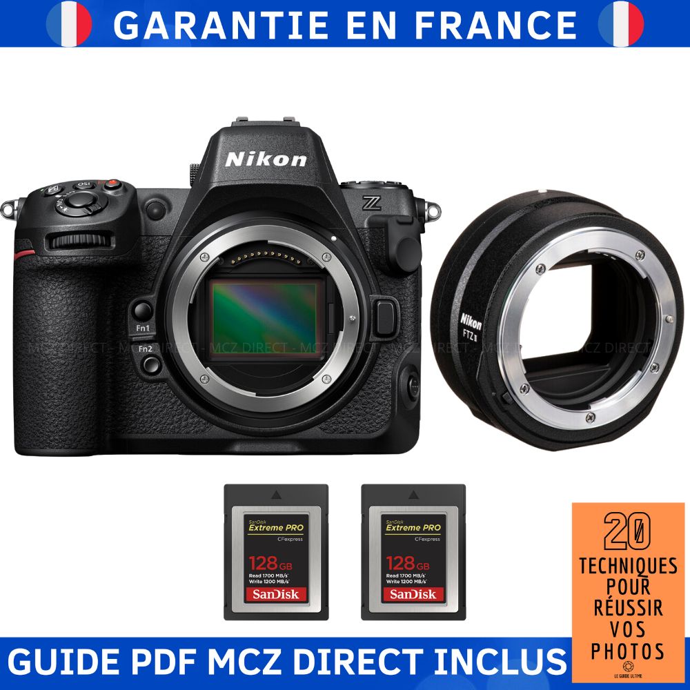Nikon Z8 + FTZ II + 2 cartes Sandisk 128 Go Extreme PRO CFexpress Type B