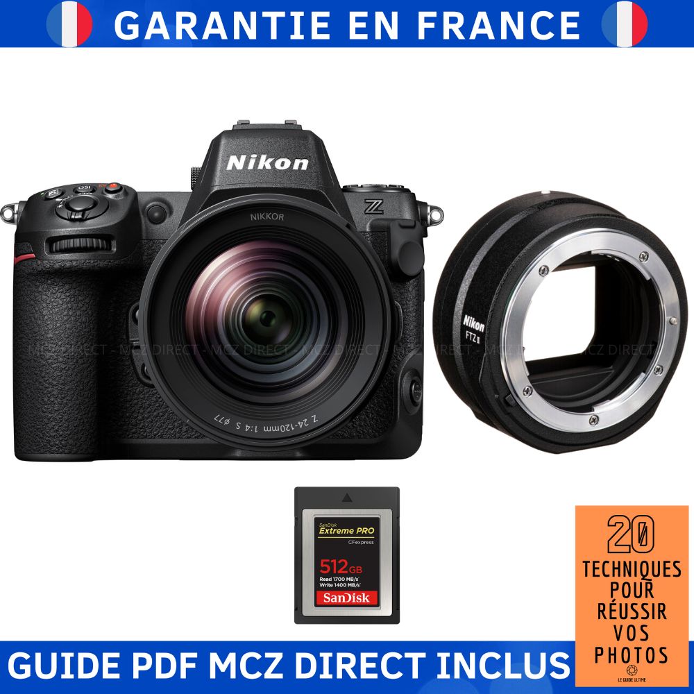 Nikon Z8 + Z 24-120mm F4 S Lens + 512GB SanDisk Extreme PRO CFexpress Type B + Guide PDF MCZ DIRECT