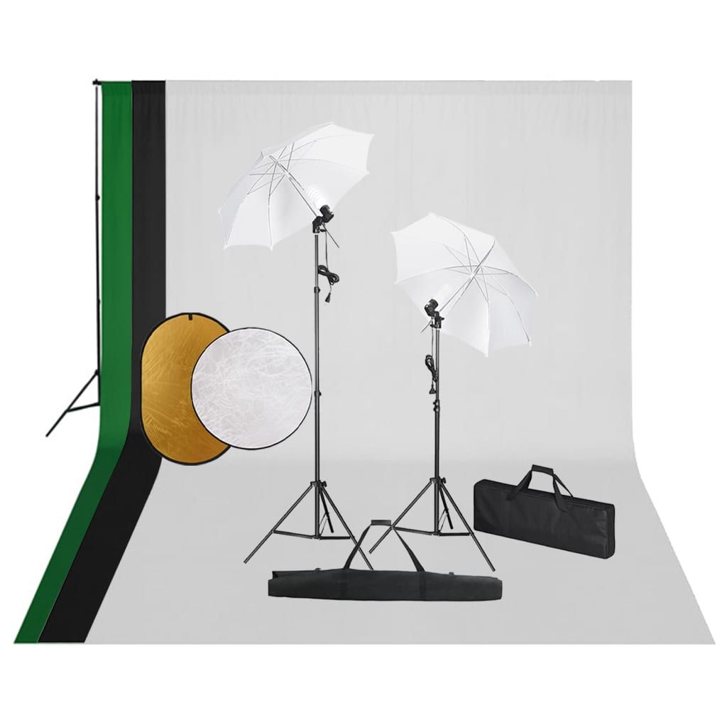 VIDAXL Studio Light Kit with Backdrop and Reflectors