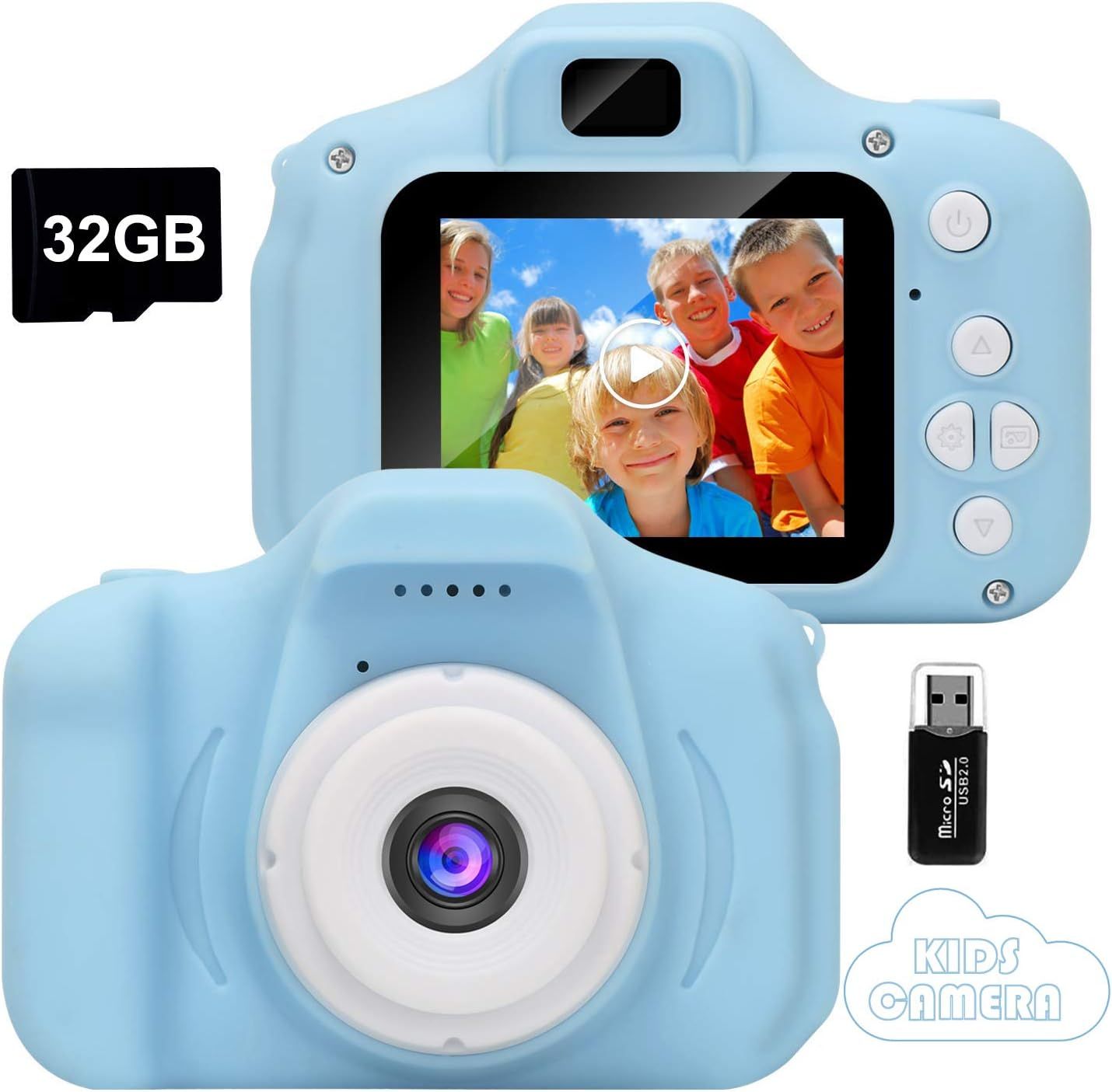 Greatmall Kids' Digital Camera - Shockproof Mini Photo Video Camera for 3-10 Year Old Boys & Girls with 2-inch Screen, 8MP, HD 1080P, 32GB Card