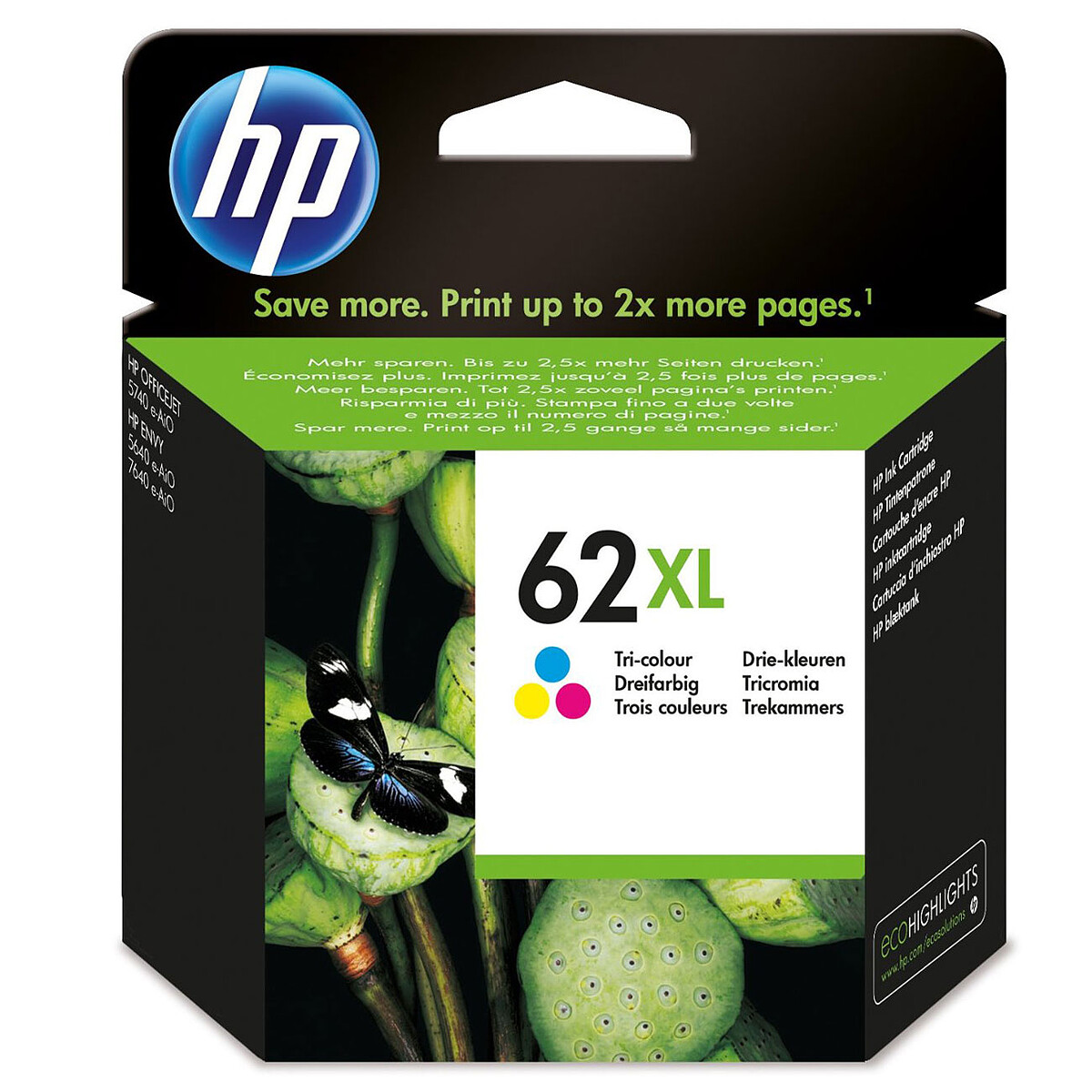 HP 62XL (C2P07AE) - Cyan, Magenta et Jaune