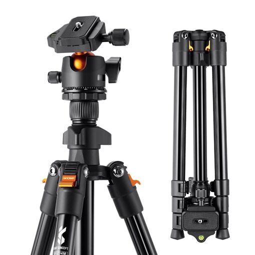 K&F Concept Travel Camera Tripod, 163 cm - Lightweight Aluminium, 360° Ball Head and Quick Release Plate