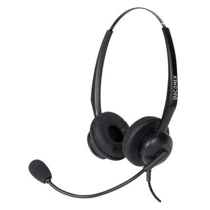 DACOMEX Headset with Wire, Flexible Arm, Noise-Canceling Microphone, USB Type-A, Black
