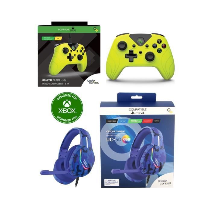 Under Control Gaming Headset - RGB LED - Wired - Stereo - Compatible with Xbox, PS4, PS5, Switch, PC