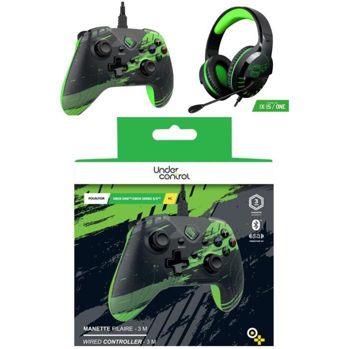 Under Control Xbox One-S-X-PC Green ROCKET Gaming Controller with Gamer PRO H3 Headset