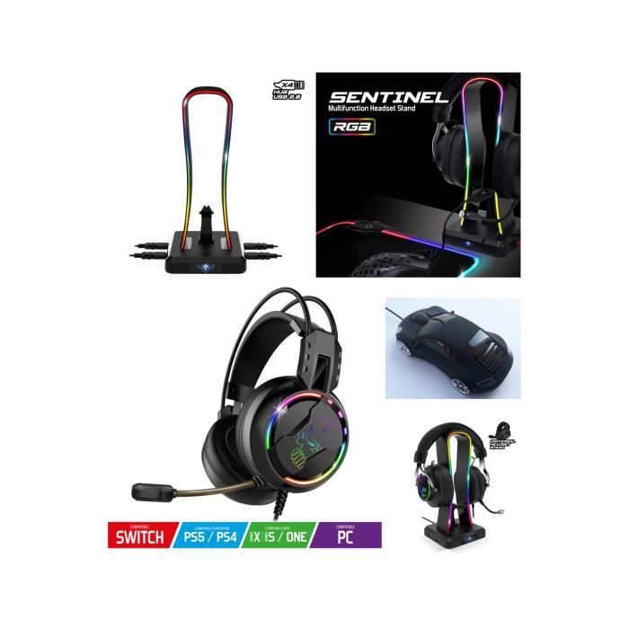 Auricular de juego Spirit of Gamer USB RGB H7 - Compatible con PS5, Xbox, Switch - Micrófono flexible - Iluminación RGB