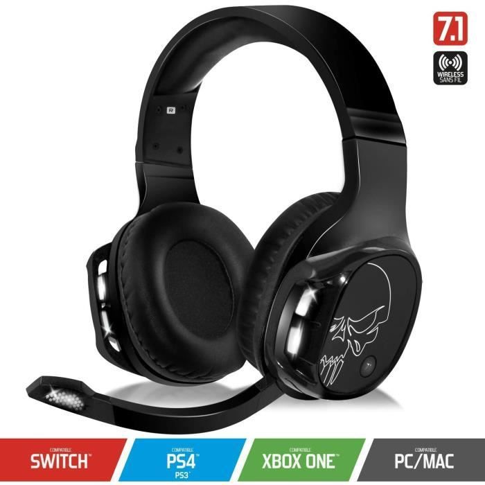 Spirit of Gamer XPERT H1100 Wireless Gaming Headset - 7.1 Surround - LED - Simulated Leather - 12-Hour Battery Life
