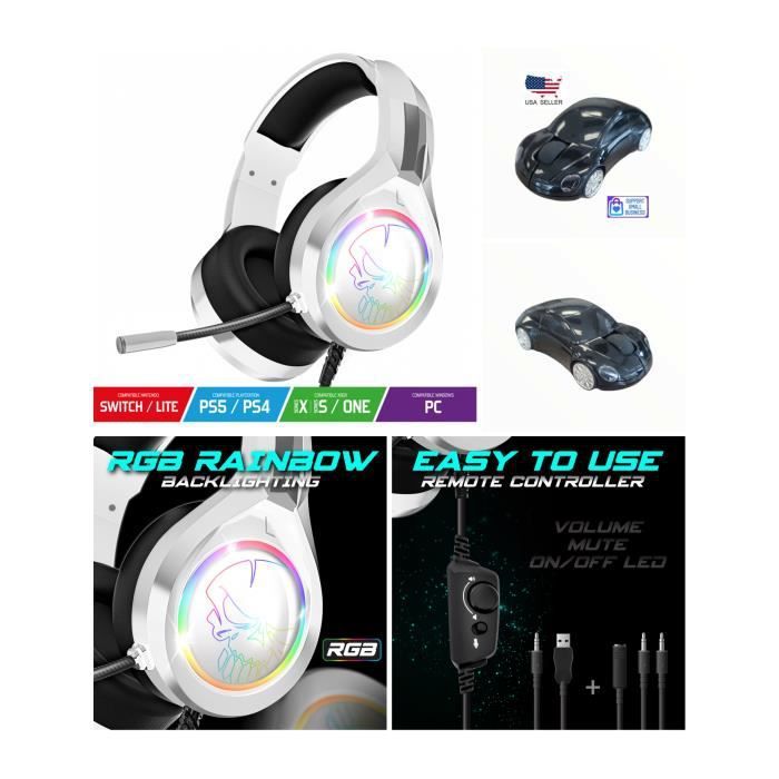 Auricular para jugadores - Espíritu del Jugador Pro-H8 RGB - Estéreo 2.0 - Blanco