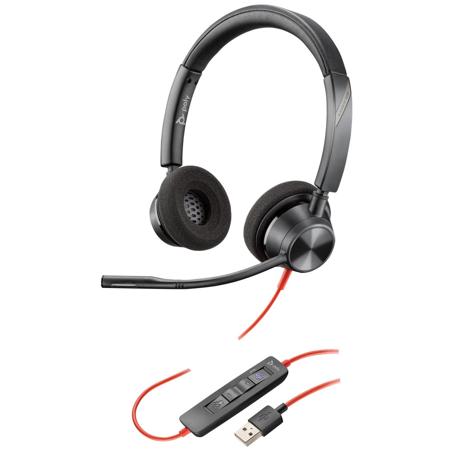HP Blackwire 3320-M - Blackwire 3300 Series Headset - In-Ear - Wired - USB-A - Black - Certified for Microsoft Teams
