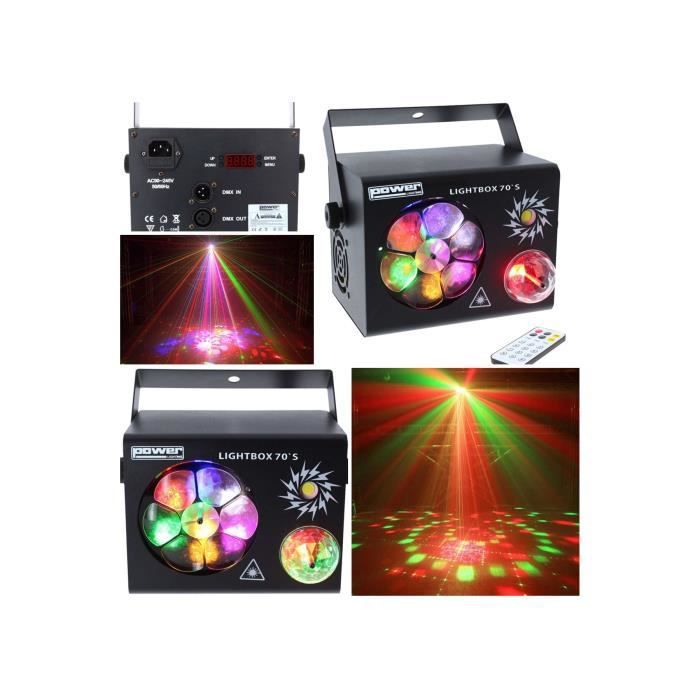 Ensemble d'éclairage Power RGBW à effets multiples - Boule magique sphérique 9W, effet GOBO 18W, stroboscope 10W