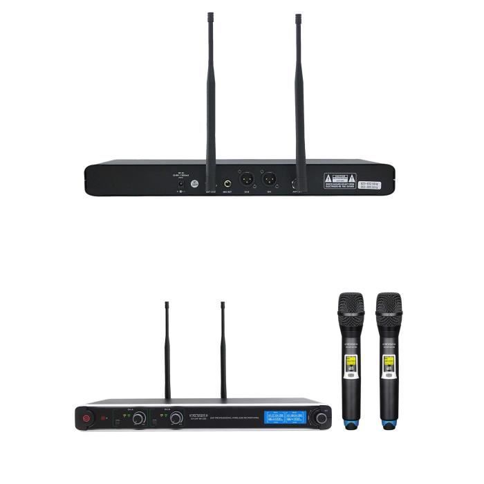 Definitive Audio DOUBLE Micro Main UHF PRO Wireless LCD DJ PARTY KARAOKE 2x100 Frequency DSP Duo Rackable