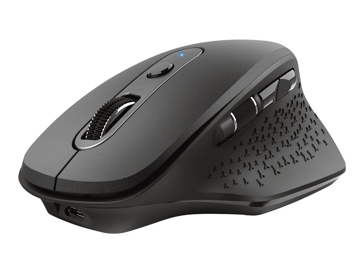 Trust Ozaa Wireless Mouse with Bluetooth and RF, Compact, Silent, Rechargeable, Eco-friendly - Black