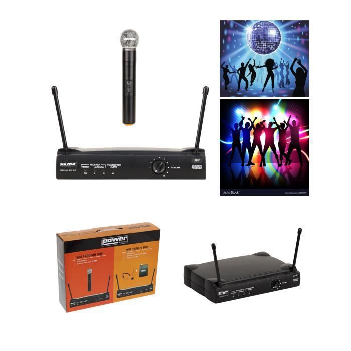 Micro principal Power PRO inalámbrico UHF DJ Karaoke de 1 canal
