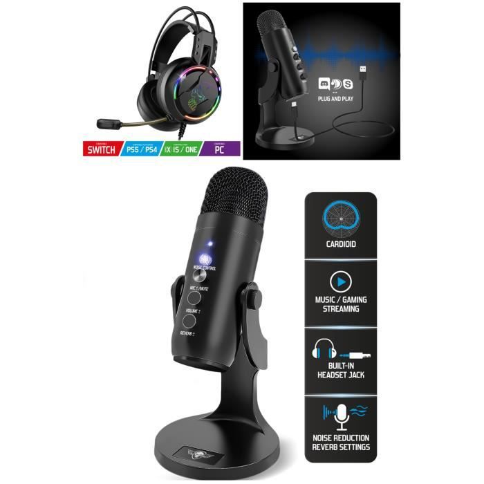 SPIRIT OF GAMER EKO700 Microphone and Gaming Headset - Cardioid - Noise Reduction - Reverb