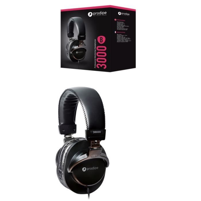 Prodipe PRO 3000 Headphones - Black (Circum-aural, Wired 3.5mm & 6.35mm Adapter)