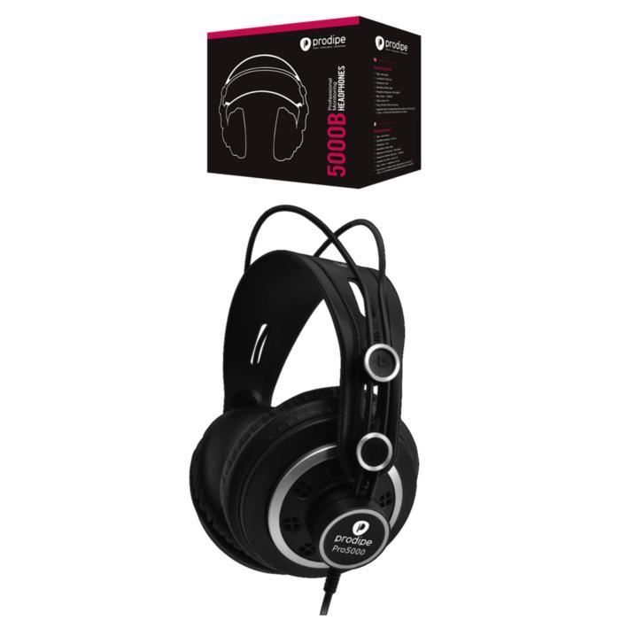 Prodipe SONO PRO 5000 Headphone - Wired 3.5mm - 6.35mm Adapter - Monitoring Black