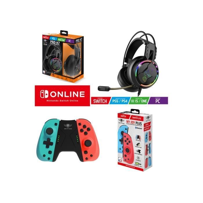 Spirit of Gamer SWIICon Joy-Con Red Blue V2 for Nintendo Switch with Pro H7 Headset