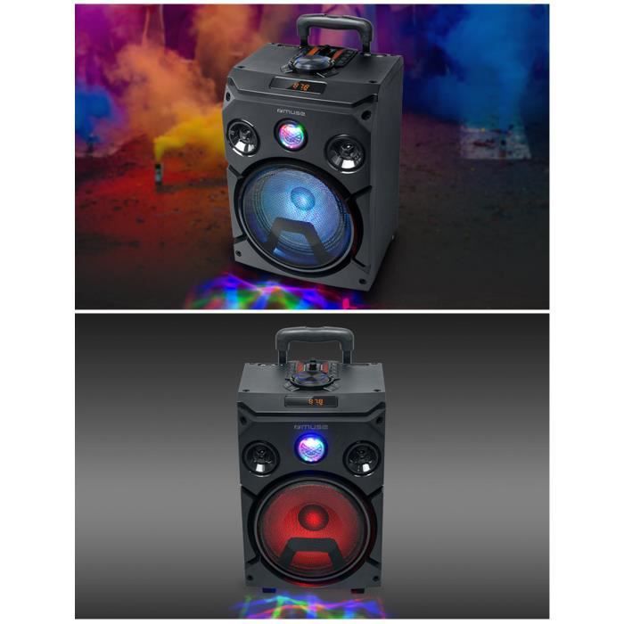 Altavoces portátiles Muse Bluetooth - 150 W - Radio FM - Efectos de luz - 2 entradas para micrófono