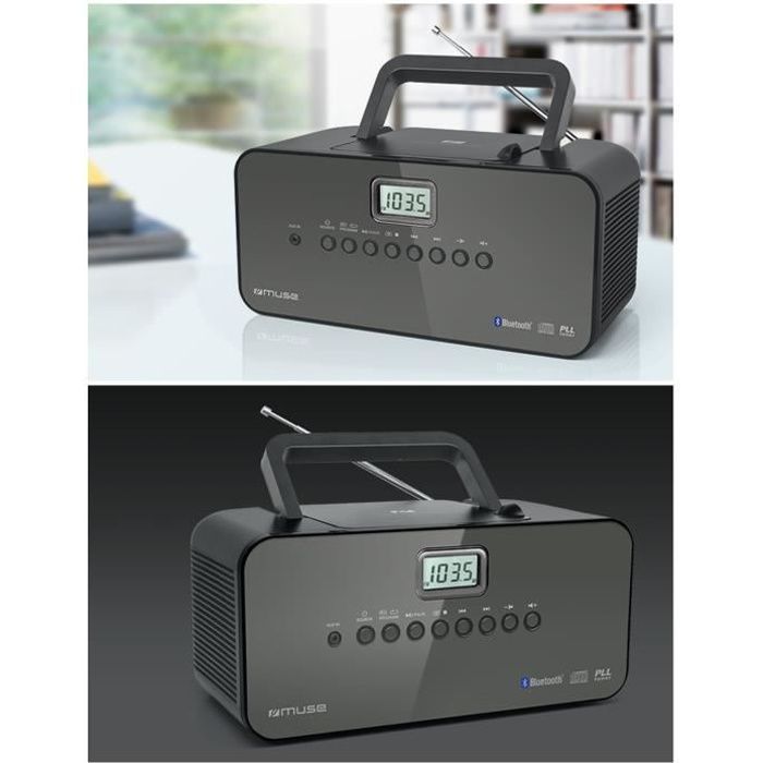 Muse Portable Radio - Bluetooth CD Player - FM Tuner - Black
