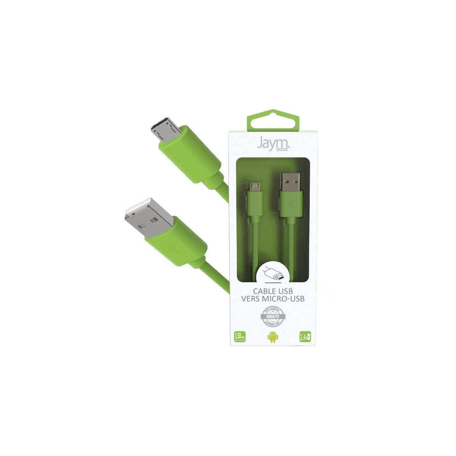 JAYM 2.4A Micro-USB to USB Cable - 1.5m (Pop Collection - Green)