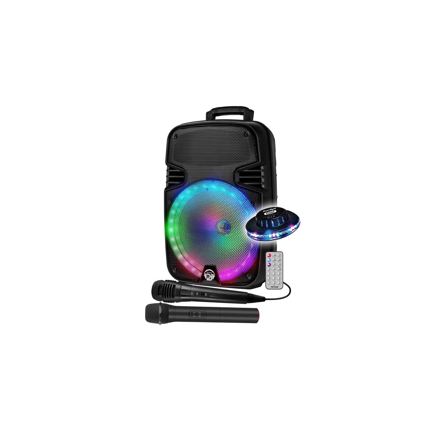 Altavoces portátiles My Deejay de 700W con karaoke DJ USB Bluetooth TWS micros iluminación regalo para fiestas