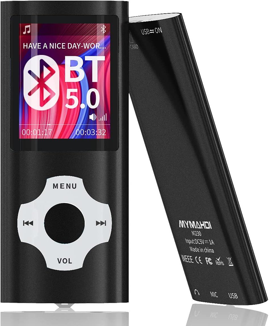 Lecteur MP3 Greatmall avec Bluetooth 5.0, écran LCD 1,8 pouces - Lecteur MP4 Hi-Fi portable