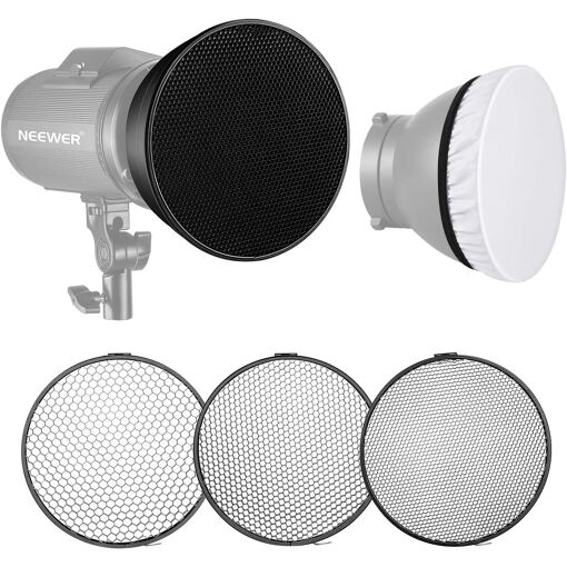 UniversalHouse Standard Reflector with Honeycomb Grid - 6, 12, and 18 Degree Angles for Flash Studio Strobe Light