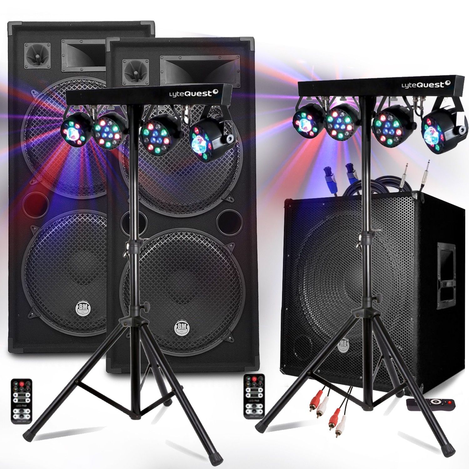 Pack Sonore Koolstar Mega Bass - Caisson de Basse Bi-Ampérifié et Enceintes 3200W