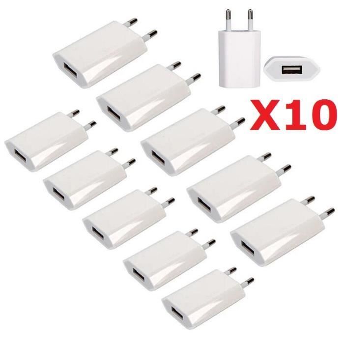 AIHONTAI Wall-Mount USB Charger - 5V 1A, 10 Pieces, Apple iPhone XS M Adapter
