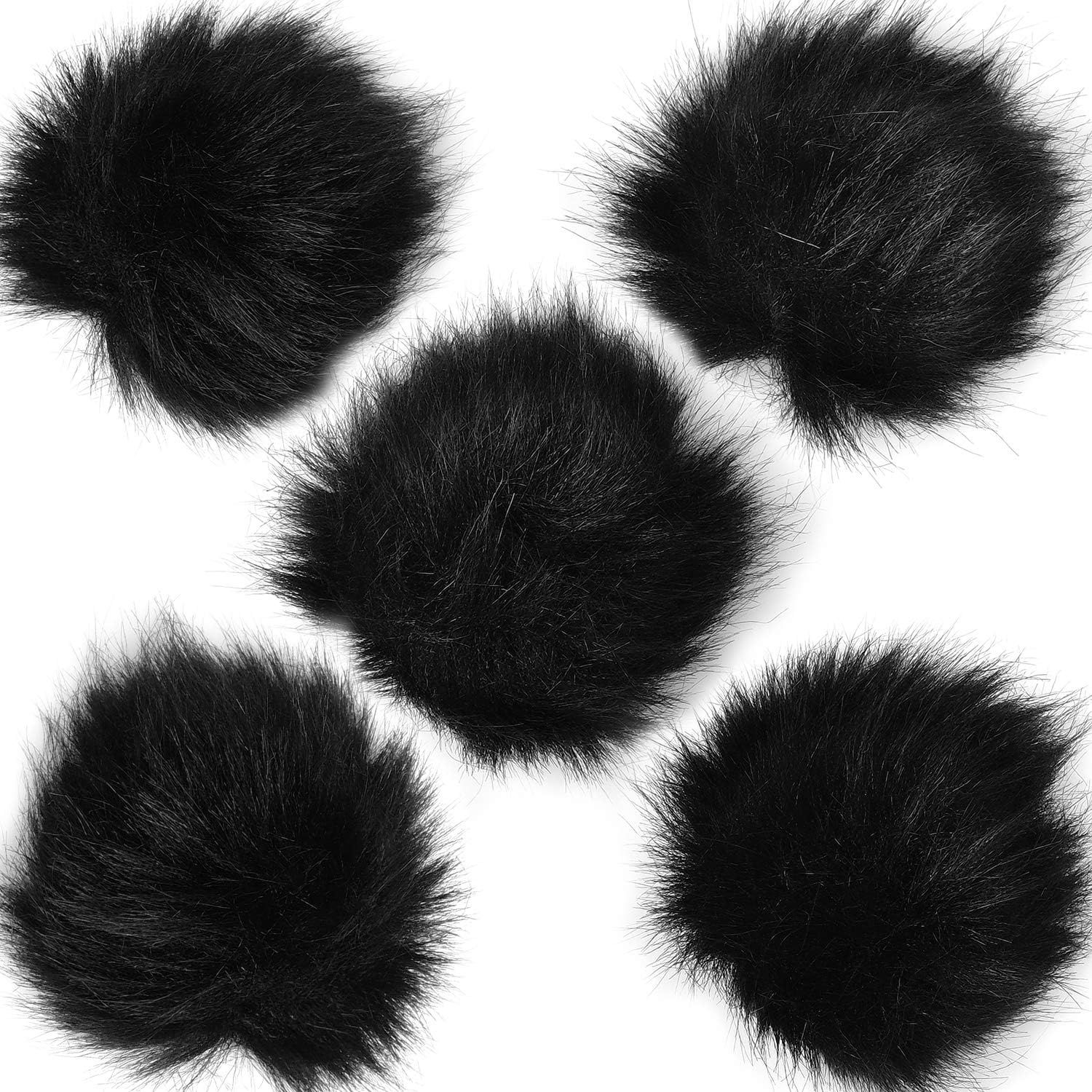 UniversalHouse 5-Piece 5mm Plush Windshield (Black) for Lavalier Microphone - Mini, Outdoor Compatible