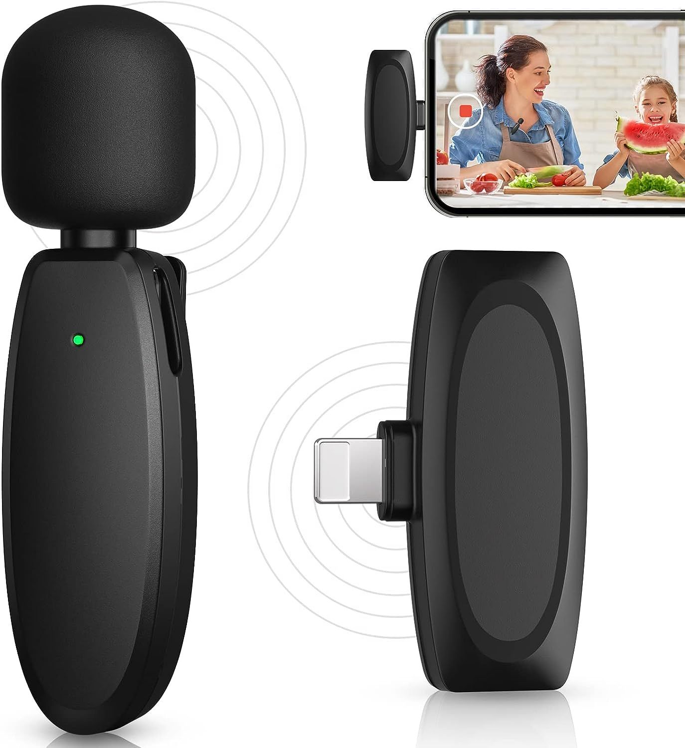UniversalHouse Wireless Microphone, Wire-free Lapel Microphone for iPhone iPad