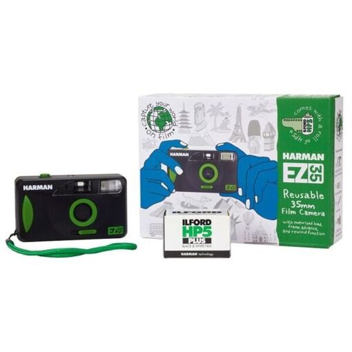 Ilford EZ-35 Black Analog Camera - Refurbished + 1 HP5 Plus Black & White Film (36 poses)