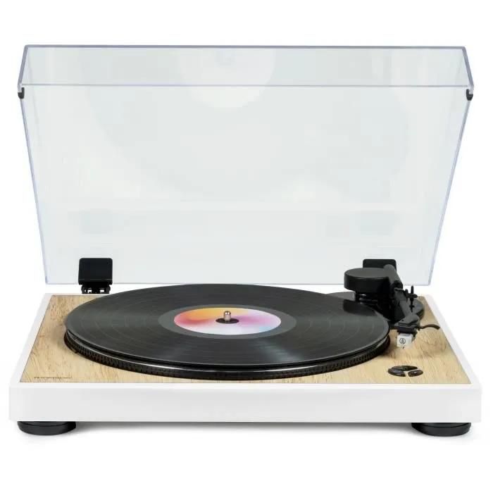Thomson TT301 Vinyl Turntable - 33 & 45 RPM - Audio-Technica AT3600L Stylus - White and Wood