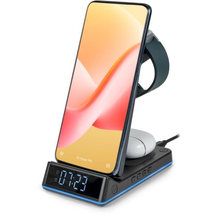 Thomson CL750IS - 4-in-1 Alarm Clock and Charger - Android Compatible - Bright LED Display - Black