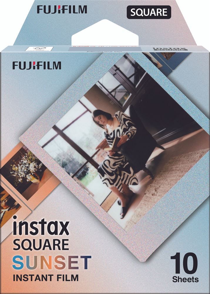 Película instantánea Fujifilm Instax Square Sunset, Tamaño: 2x3 pulgadas, Color: Atardecer, Capacidad: Paquete de 10