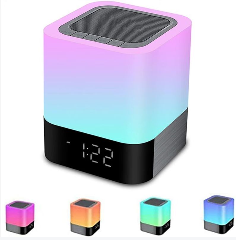 UniversalHouse Bluetooth Speaker with LED Night Light and Alarm Clock