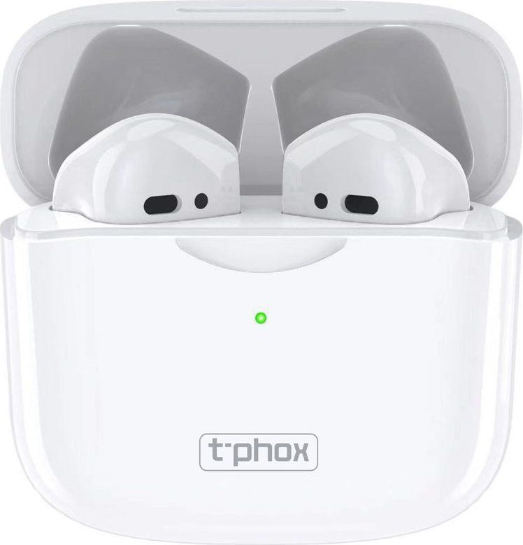 T-Phox TWS-10 BT Wireless Earbuds (5hr, Without Cord), Case Included, White