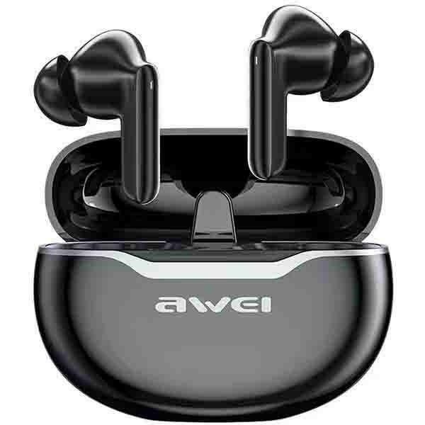 Awei Bluetooth 5.3 T50 ENC Headphones + Charging Station, Black