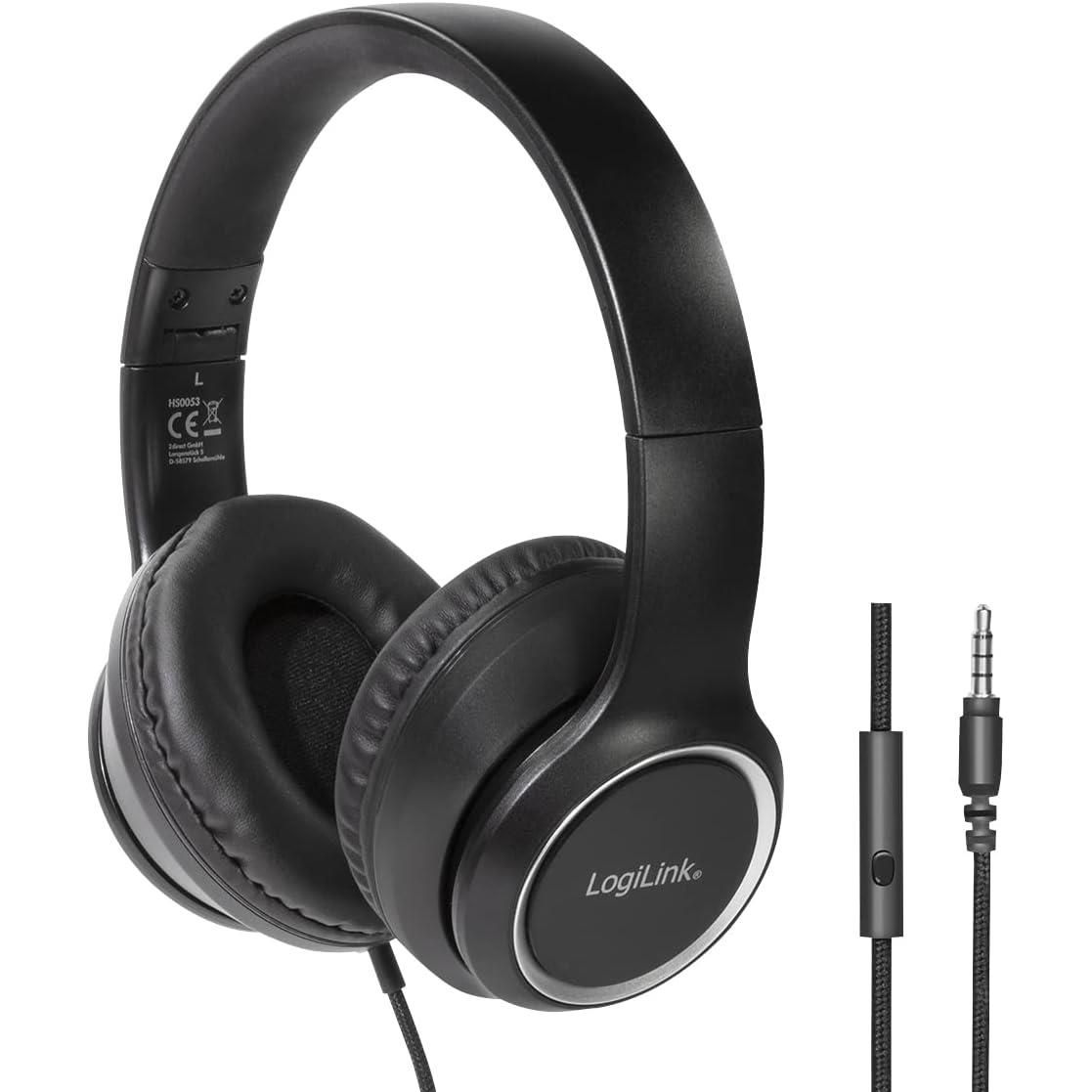 LogiLink High-Quality Stereo Headset with Microphone, Black